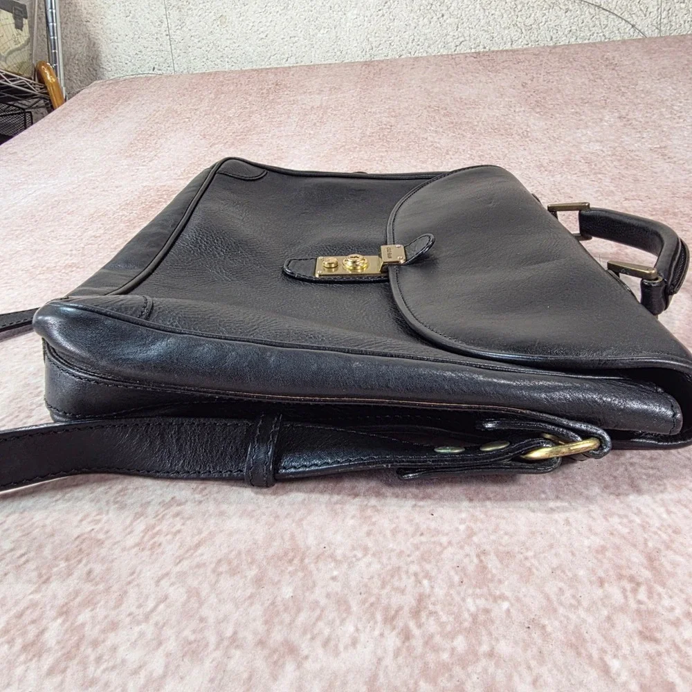 Vintage Cole Haan Black Leather Briefcase Elegant Made in Italy Rare with Key